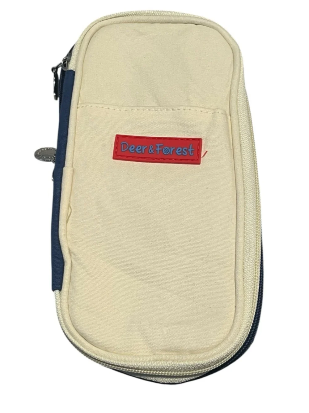 Deer & Forest Canvas Pencil Case Blue White Expandable